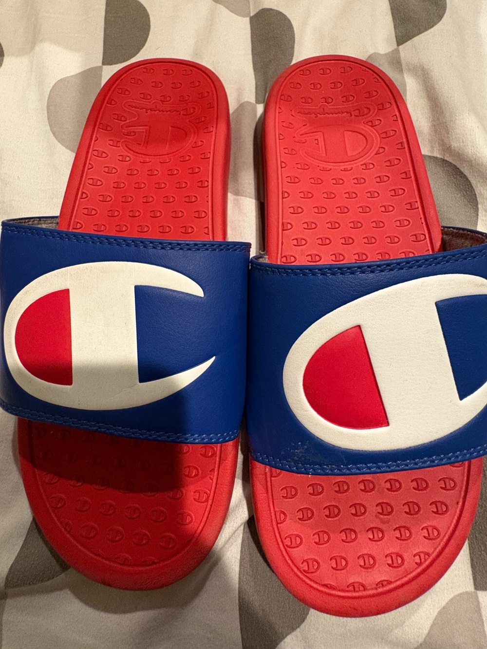 Champion Kids Blue Strap Red Footbed Slide Sandals